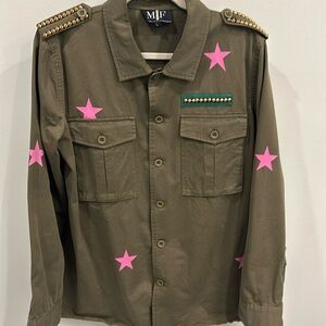 Tiger Face Army Green Shacket